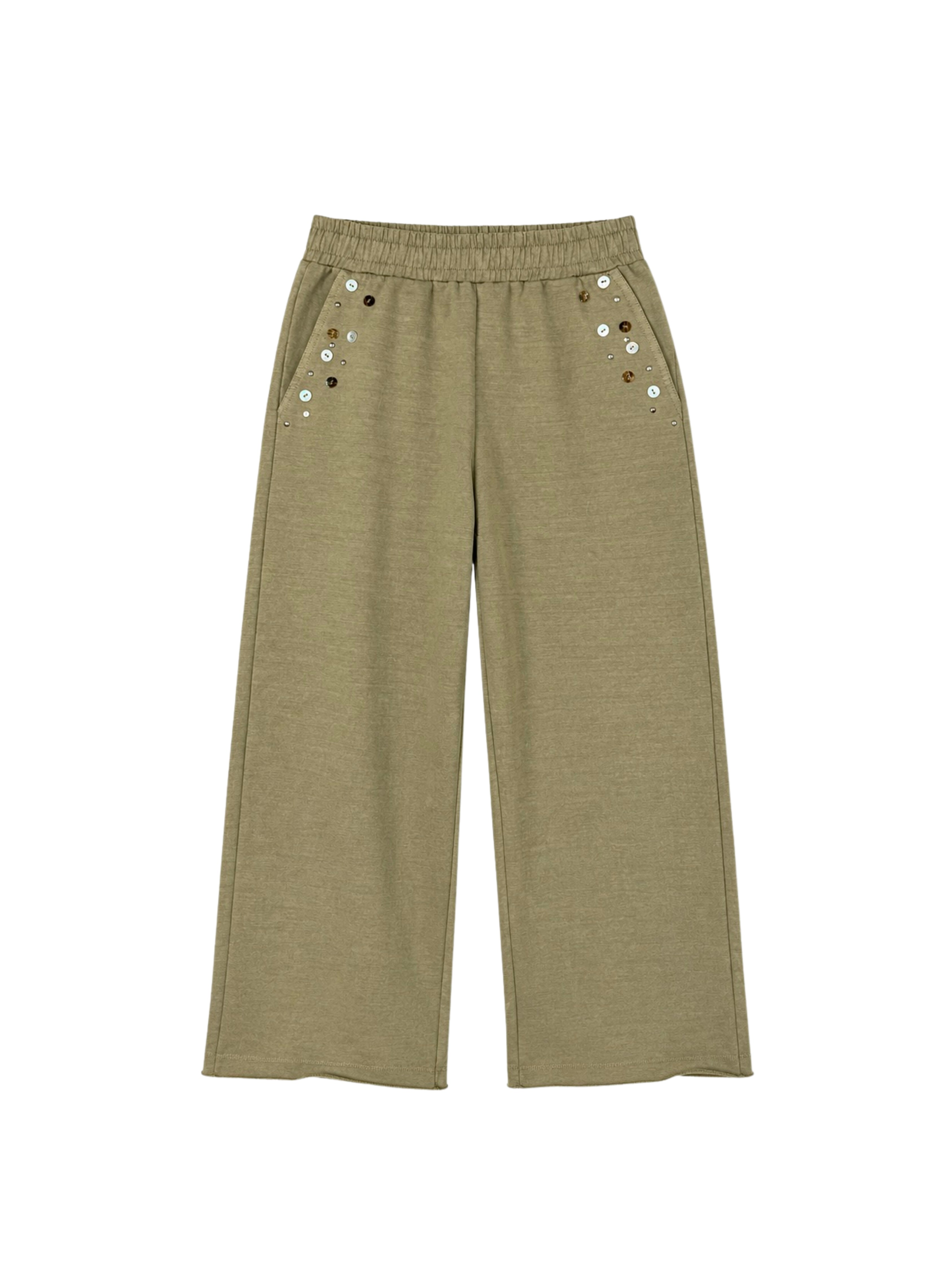 PISTACHIO IRIDESCENT BUTTON JOGGERS