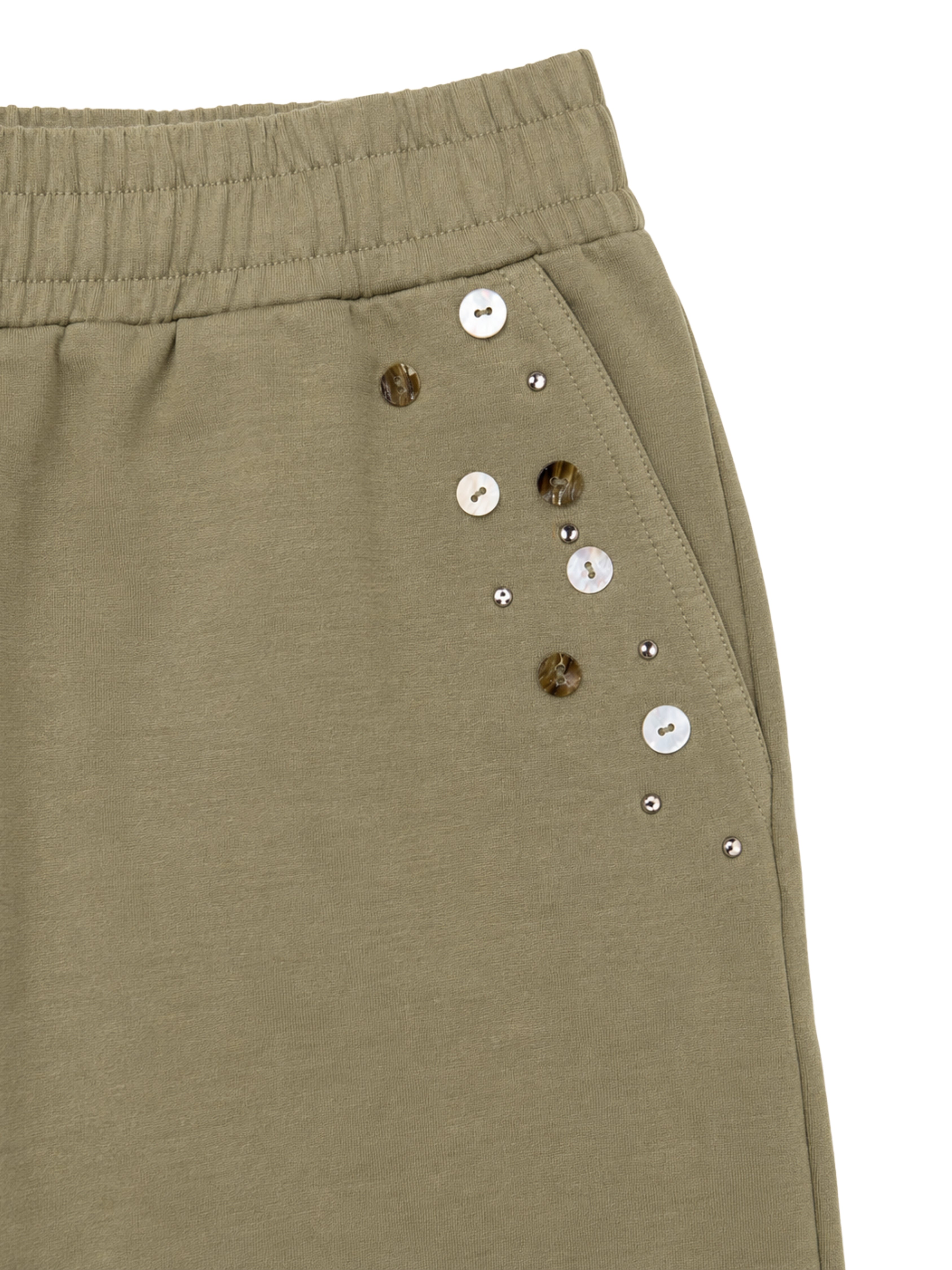 PISTACHIO IRIDESCENT BUTTON JOGGERS