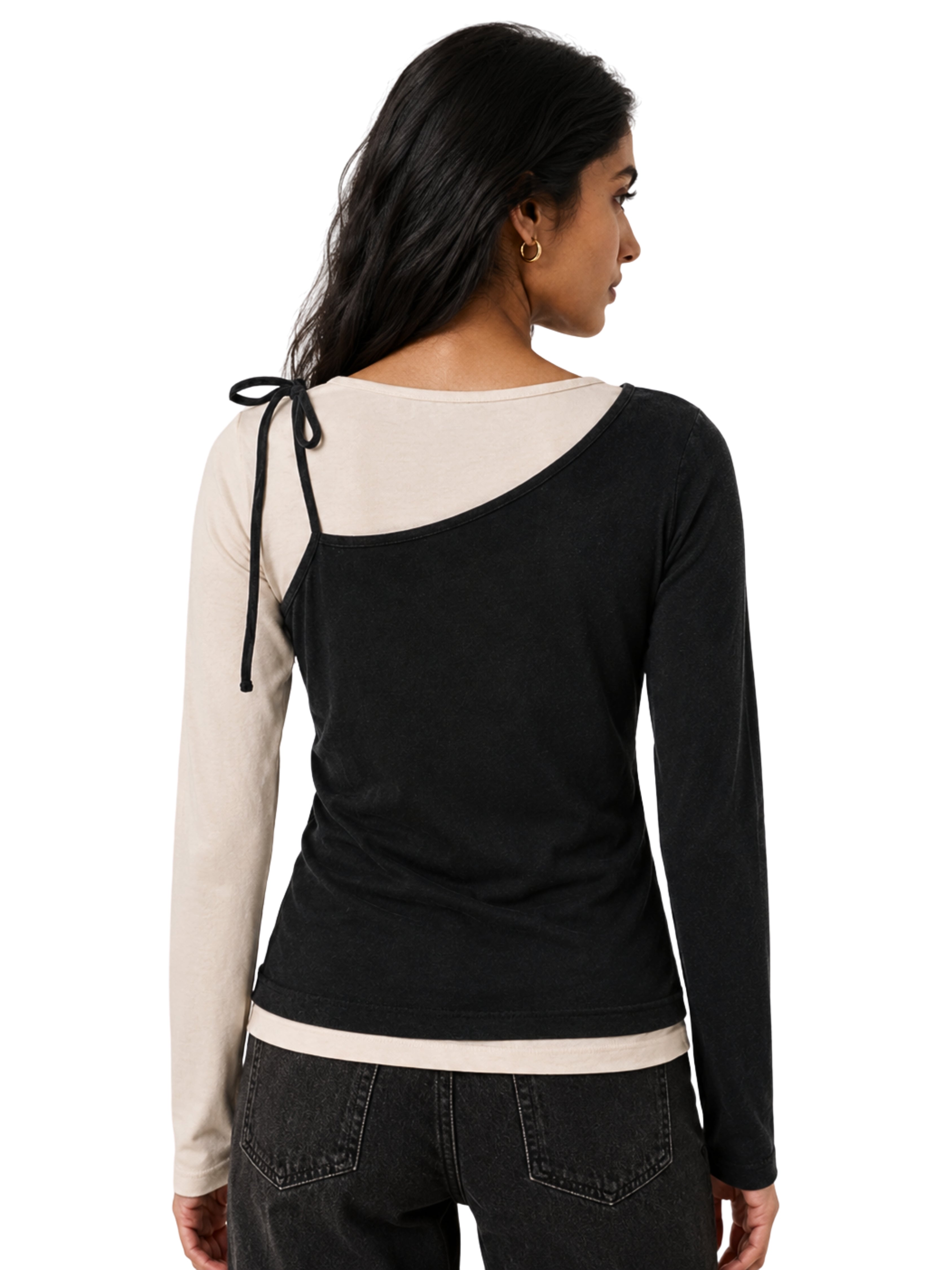 CROSSCUT MONOCHROME TIE TOP