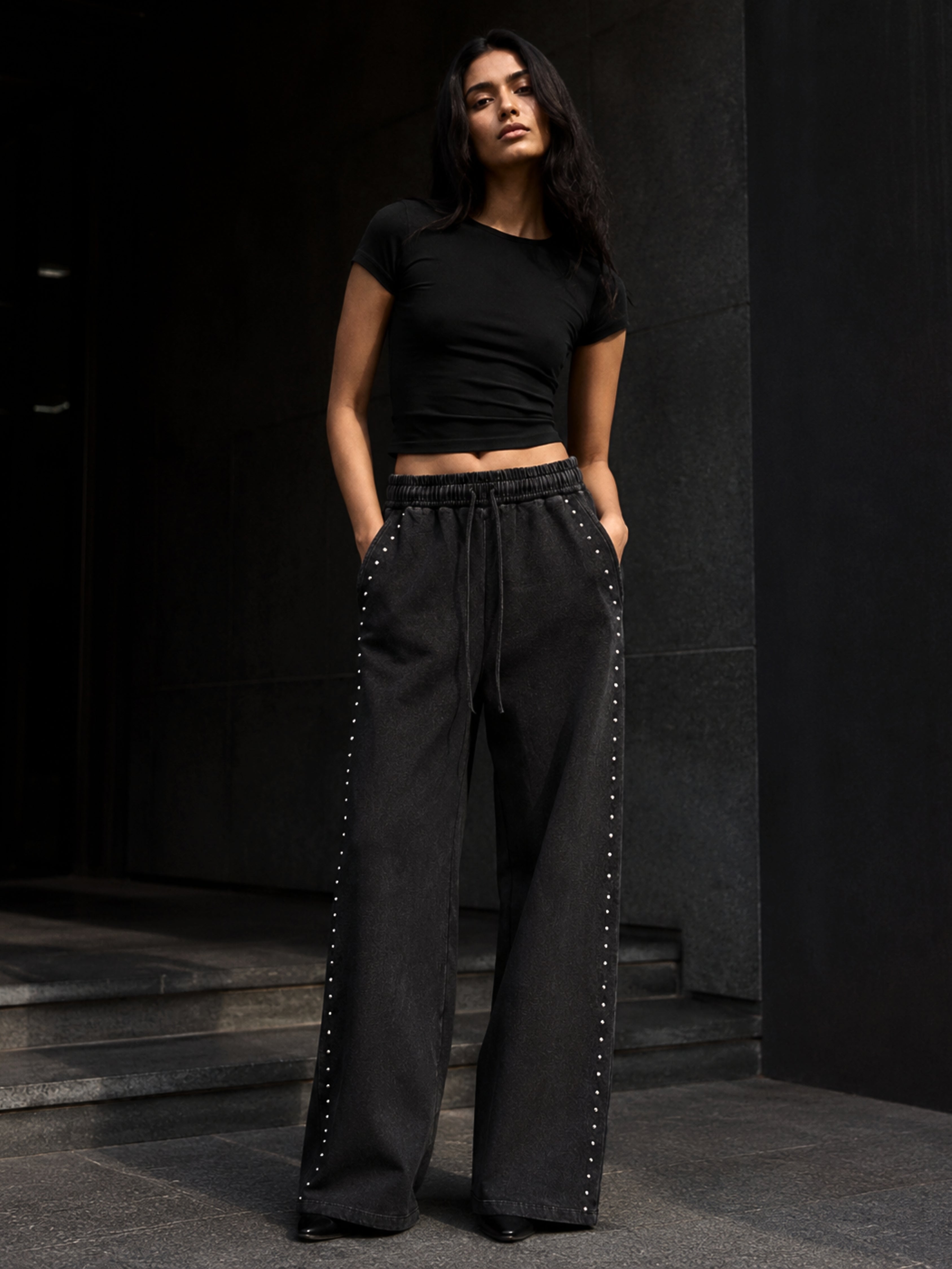 STUDDED MIDNIGHT JOGGERS WOMEN