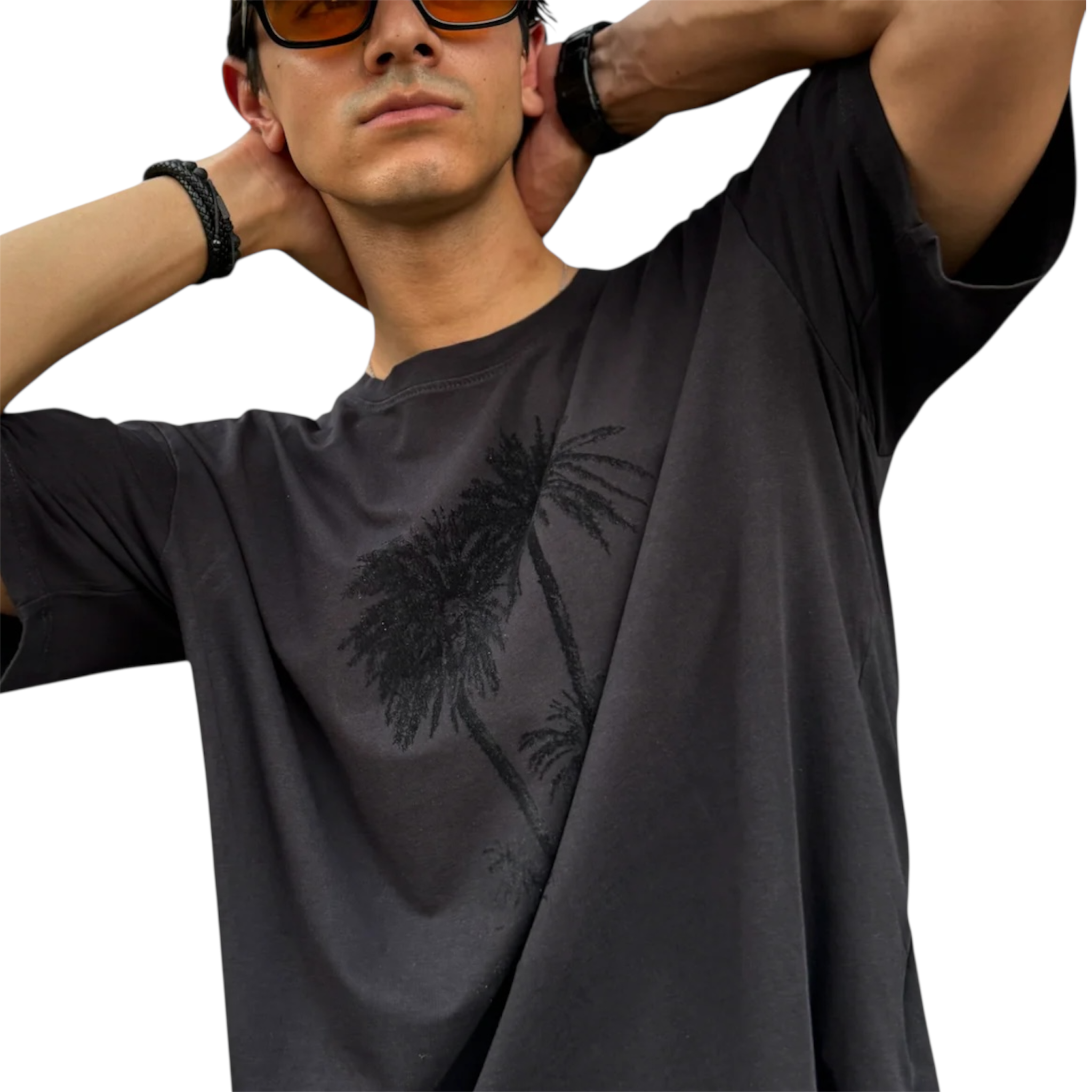 BLACK TROPICAL TEE
